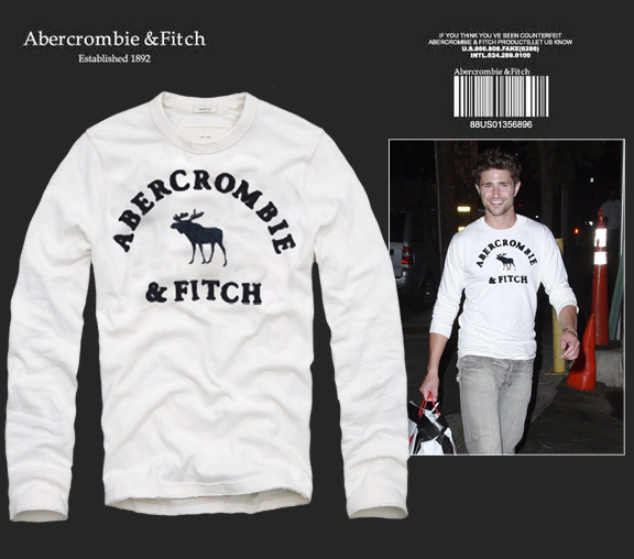 Abercrombie Fitch Hombres De Cuello Redondo Con Gente Fotos Largo Remera AF6025